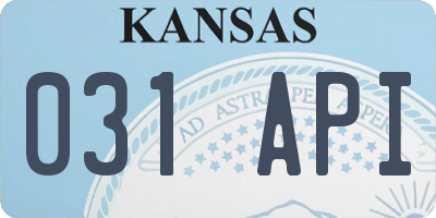 KS license plate 031API