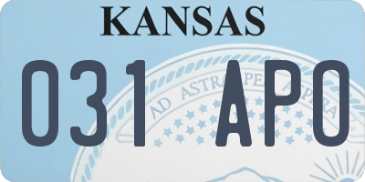 KS license plate 031APO