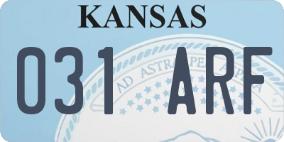 KS license plate 031ARF