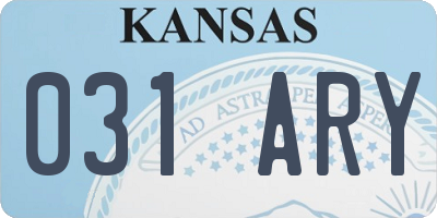 KS license plate 031ARY