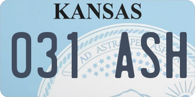 KS license plate 031ASH