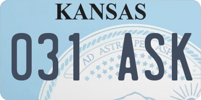 KS license plate 031ASK