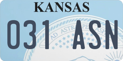 KS license plate 031ASN