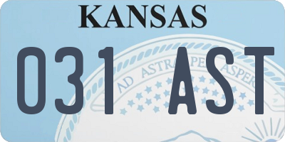 KS license plate 031AST