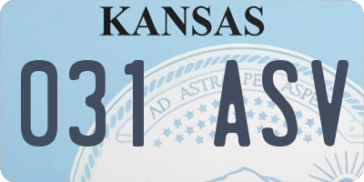 KS license plate 031ASV