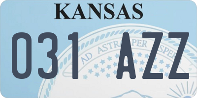 KS license plate 031AZZ