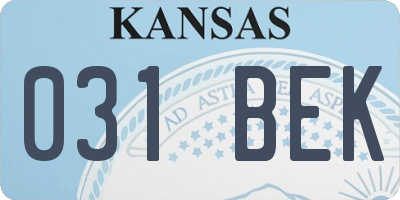 KS license plate 031BEK