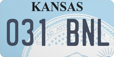 KS license plate 031BNL
