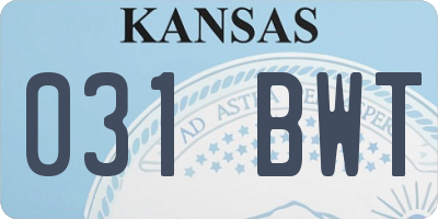 KS license plate 031BWT