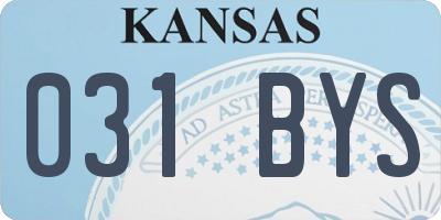 KS license plate 031BYS