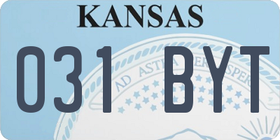KS license plate 031BYT