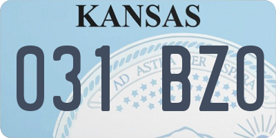 KS license plate 031BZO
