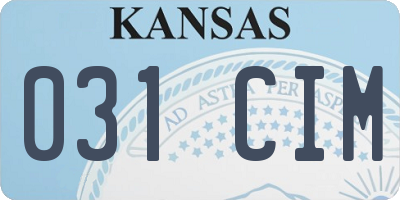 KS license plate 031CIM