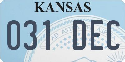 KS license plate 031DEC