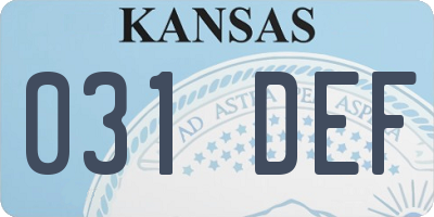 KS license plate 031DEF