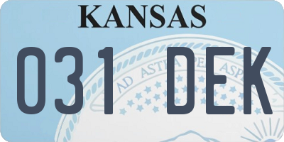 KS license plate 031DEK