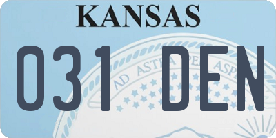KS license plate 031DEN