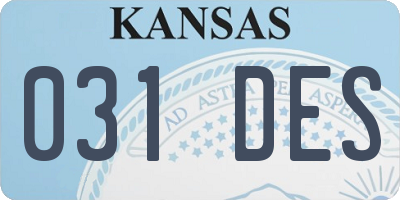 KS license plate 031DES