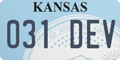 KS license plate 031DEV