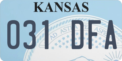 KS license plate 031DFA