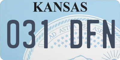 KS license plate 031DFN