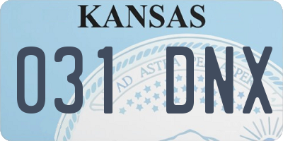 KS license plate 031DNX