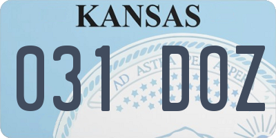 KS license plate 031DOZ