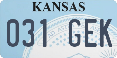 KS license plate 031GEK