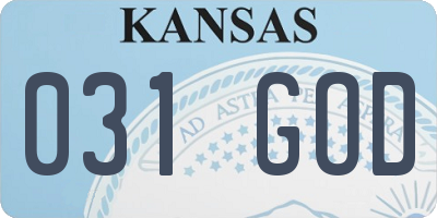 KS license plate 031GOD