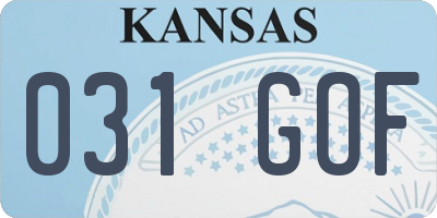 KS license plate 031GOF