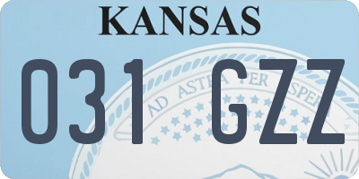 KS license plate 031GZZ