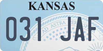 KS license plate 031JAF