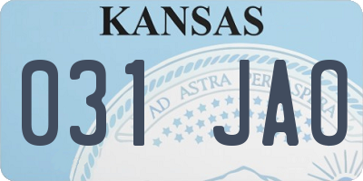 KS license plate 031JAO