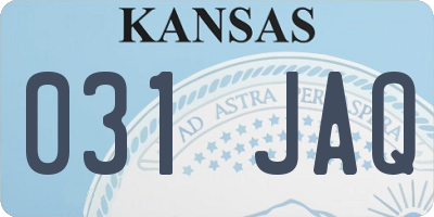 KS license plate 031JAQ