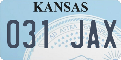 KS license plate 031JAX