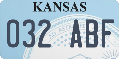 KS license plate 032ABF