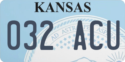 KS license plate 032ACU