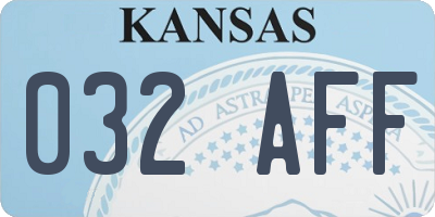 KS license plate 032AFF