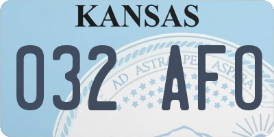 KS license plate 032AFO
