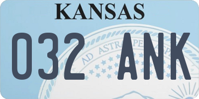 KS license plate 032ANK