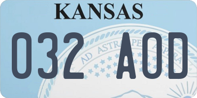 KS license plate 032AOD