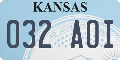 KS license plate 032AOI