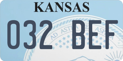 KS license plate 032BEF