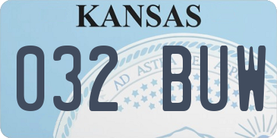KS license plate 032BUW