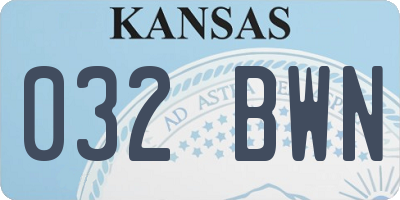 KS license plate 032BWN