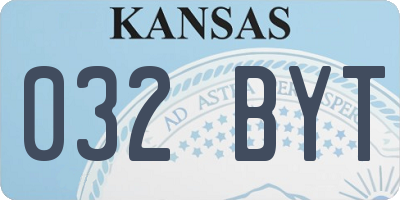 KS license plate 032BYT