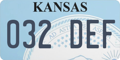 KS license plate 032DEF