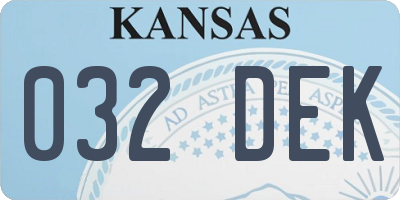 KS license plate 032DEK