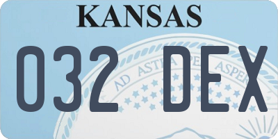 KS license plate 032DEX