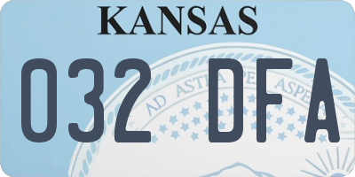 KS license plate 032DFA